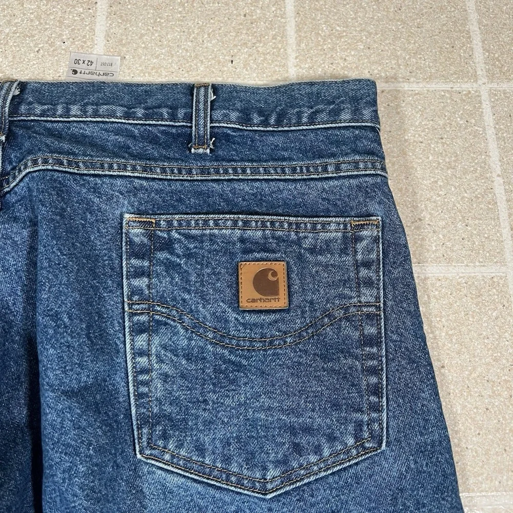 Carhartt Jeans 38x29 Mens 100% Cotton Tapered Leg B17DST Workwear - Picture 3 of 10